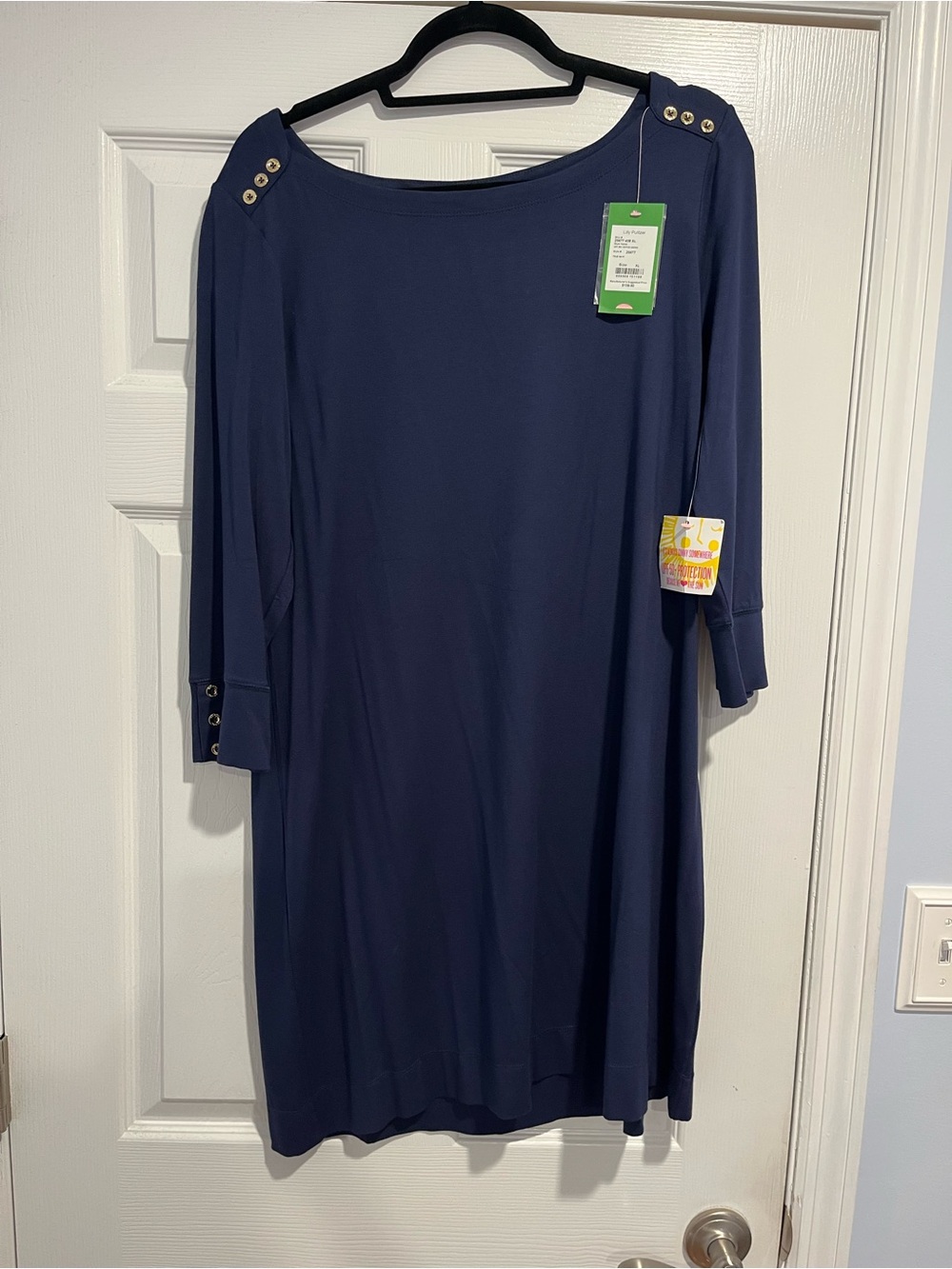 Lilly Pulitzer Navy Sophie Dress UPF50 Button-Shoulder Women's Dress
Sz XL NWT